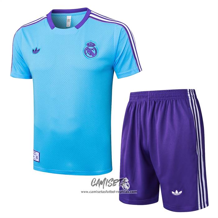 Chandal del Real Madrid 2025-2026 Manga Corta Azul - Pantalon Corto